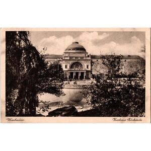 Vintage Wiesbaden Kurhaus Rückseite Black & White Postcard Germany